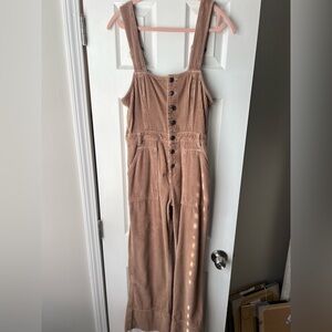 Aerie Button-Front Corduroy Jumpsuit in Tan